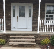 Cultured Stone Veneer Steps with limestone caps